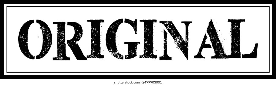 Black original stamp icon. Original square grunge sign. Original quality rubber stamp or label isolated on transparent background. Vector illustration