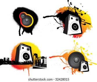 black and ornage urban music set of 4 graphics