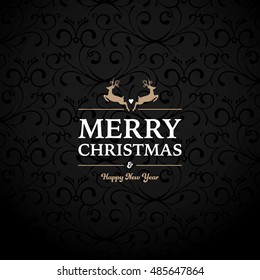 Black Ornament Background with Christmas Decoration