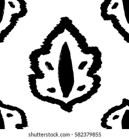 Black ornament background. Vector hand drawn seamless pattern