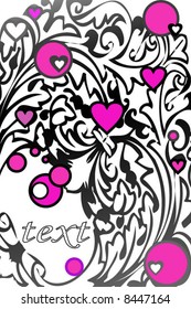 Black ornament with hearts