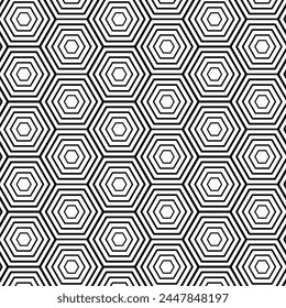 Black ornament with honeycomb vector illustration. Hexagon seamless pattern on isolated background. Abstract pattern sign concept.