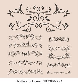 black ornament icon set on isolated background design of Decorative element theme Vector illustration