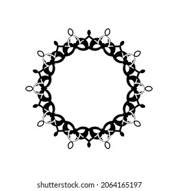 Black ornamental circular pattern on white background. Card template design. Decorative vector frame.
