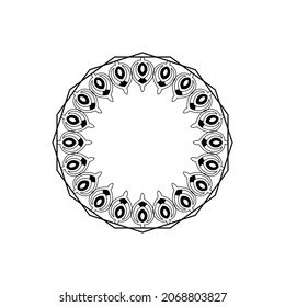 Patrón circular ornamental negro sobre fondo blanco. Diseño de plantilla de tarjeta. Ilustración vectorial.