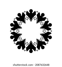 Patrón circular ornamental negro sobre fondo blanco. Diseño de plantilla de tarjeta. Marco vectorial decorativo.