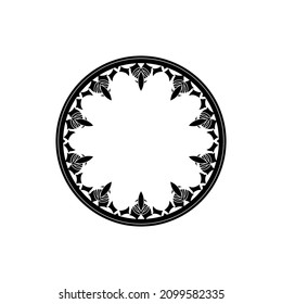 Black ornamental circular pattern on white background. Card template design. Decorative vector frame.