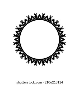 Black ornamental circular pattern on white background. Card template design. Decorative vector frame.