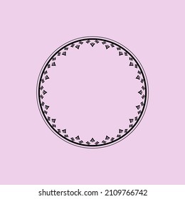Black ornamental circular pattern on pink background. Card template design. Vector illustration.