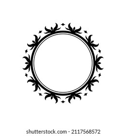 Patrón circular ornamental negro sobre fondo blanco. Diseño de plantilla de tarjeta. Marco vectorial decorativo.