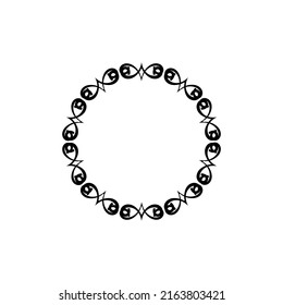 Black ornamental circular pattern on white background. Card template design. Decorative vector frame.