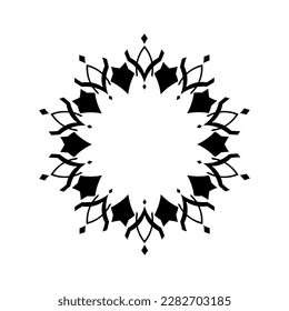 Patrón circular ornamental negro sobre fondo blanco. Diseño de plantilla de tarjeta. Marco vectorial decorativo.