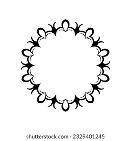 Black ornamental circular pattern on white background. Card template design. Decorative vector frame.