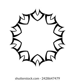 Black ornamental circular pattern on white background. Card template design. Vector illustration.