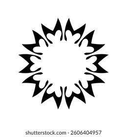 Black ornamental circular pattern on white background. Card template design. Vector illustration.