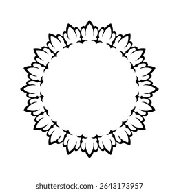 Black ornamental circular pattern on white background. Card template design. Vector illustration.