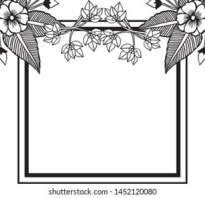 Black ornamental decorative frame, various flower and leaf, invitation card. Vector