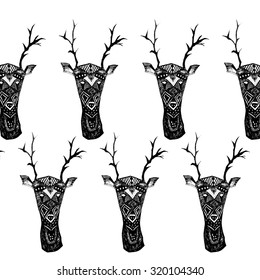 Black ornamental deer pattern