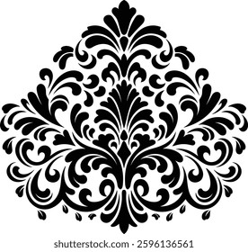  Black Ornamental Floral Vector Design – Decorative Vintage Baroque Pattern