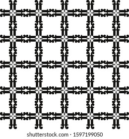 black ornamental repeat pattern.Vector.Seamless print.