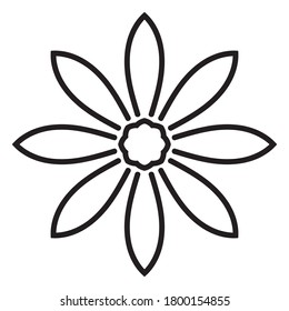 Black ornamental round doodle flower isolated on white background. Outline Mandala. Geometric circle element. Vector illustration.     