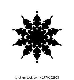 Black ornamental round pattern on white background. Element for design. Vector illustration.