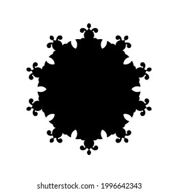 Black ornamental round pattern on white background. Card template design. Vector illustration.