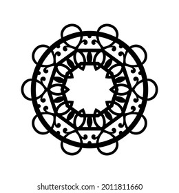 Patrón redondo ornamental negro sobre fondo blanco. Diseño de plantilla de tarjeta. Ilustración vectorial.