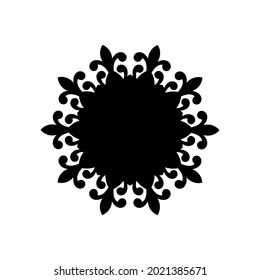Black ornamental round pattern on white background. Card template design. Vector illustration.