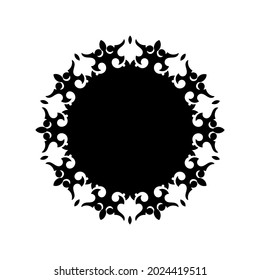 Black ornamental round pattern on white background. Card template design. Vector illustration.