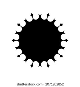 Black ornamental round pattern on white background. Card template design. Vector illustration.