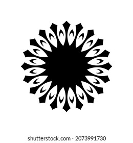 Patrón redondo ornamental negro sobre fondo blanco. Diseño de plantilla de tarjeta. Ilustración vectorial.