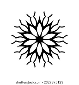 Black ornamental round pattern on white background. Graphic drawing. Vector illustration.