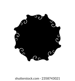 Schwarzes ornamentales rundes Muster auf weißem Hintergrund. Kartenvorlagendesign. Vektorgrafik.
