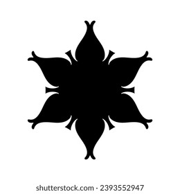 Black ornamental round pattern on white background. Graphic drawing. Vector illustration.