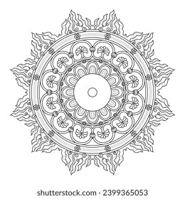 Patrón redondo ornamental negro sobre fondo blanco. Diseño de plantilla de tarjeta. Ilustración vectorial.