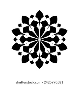 Black ornamental round pattern on white background. Graphic drawing. Vector illustration.
