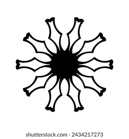 Black ornamental round pattern on white background. Graphic drawing. Vector illustration.