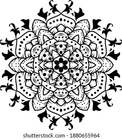 Black ornaments mandala art flower