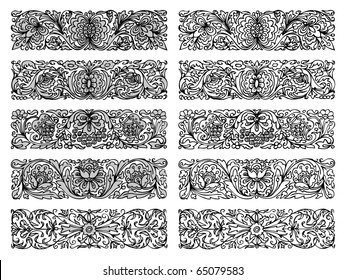 black ornaments on white background