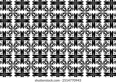 Black Ornate Floral Mandala Pattern