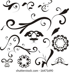 Black ornate floral vector decoration collection. You can un group this and use your variant for design work