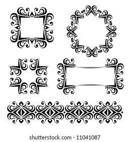 black ornate floral vector frames decoration collection