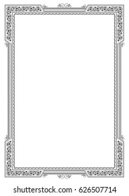 Black ornate framework. Template for certificate, diploma. A4 page proportions.