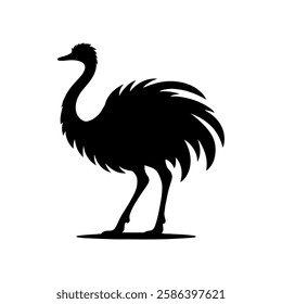 Black ostrich logo icon vector flat illustration design on white background.