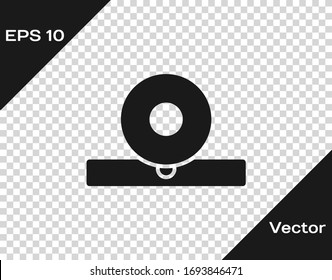 Black Otolaryngological head reflector icon isolated on transparent background. Equipment for inspection the patient's ear, throat and nose. Vector Illustration