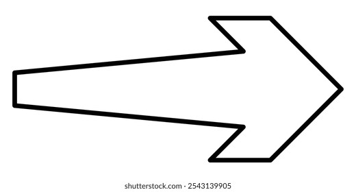 Icono de flecha larga de línea negra. Icono de flecha larga de gran tamaño. Flecha de dirección negra sobre fondo blanco EPS 10. Icono de flecha de contorno reemplazable . 