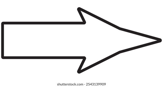 black out line long arrow icon. big size long arrow icon . black direction arrow on white background eps 10. Replaceable outline arrow icon . 