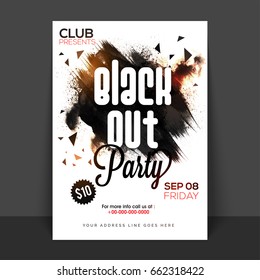 Black Out Party Poster, Banner Or Flyer With Abstract Brush Strokes.