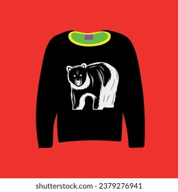 The black outfit in front of the background and the white bear pattern in front of it